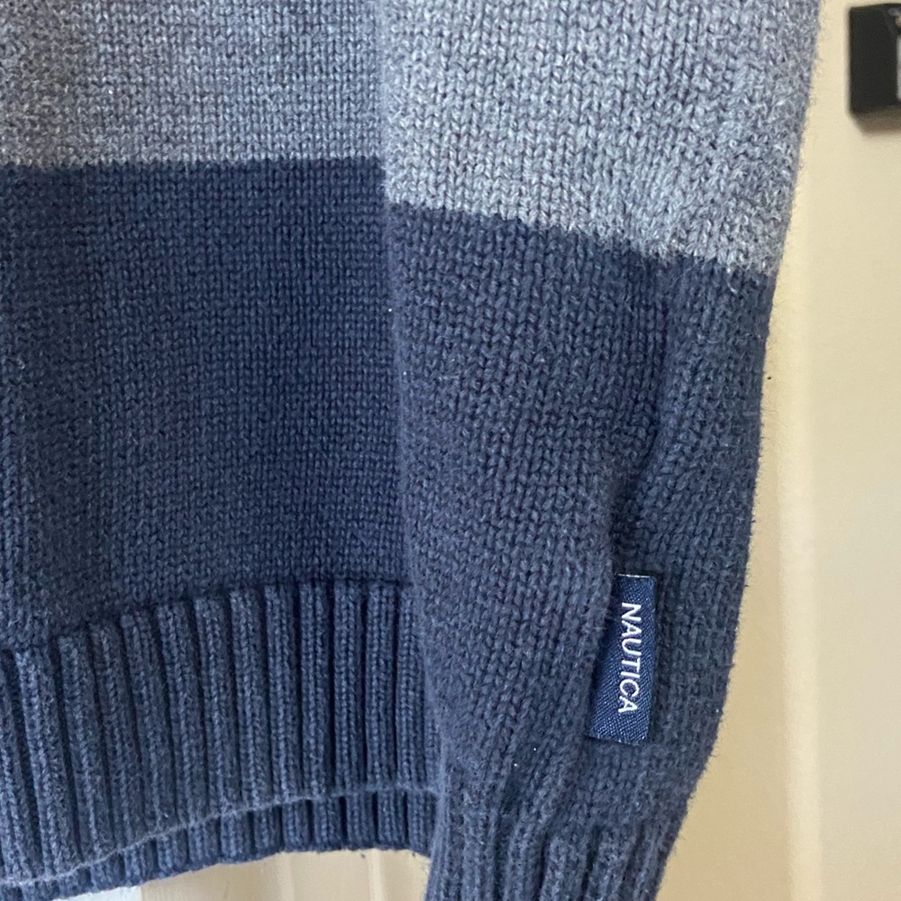 Vintage 1990s NAUTICA Striped 100 Percent Cotton Aged Black Men’s S Sweater - Picture 3 of 5